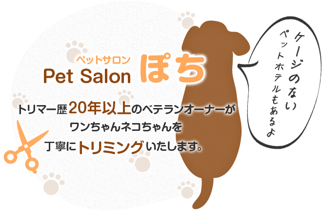 トリマー歴20年以上のベテランオーナーがワンちゃんネコちゃんを丁寧にトリミングいたします。